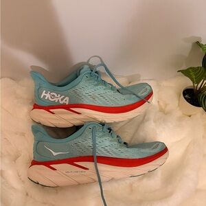 Hoka Women's Teal and Red Athletic Shoes